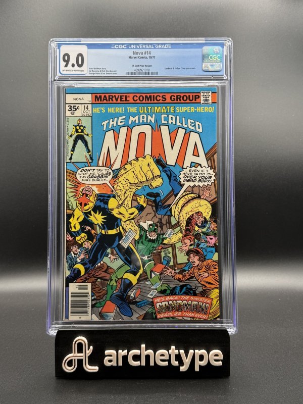 Nova #14 (Marvel Comics, 1977), CGC 9.0 graded comic book, Universal Blue label — front cover in its holder