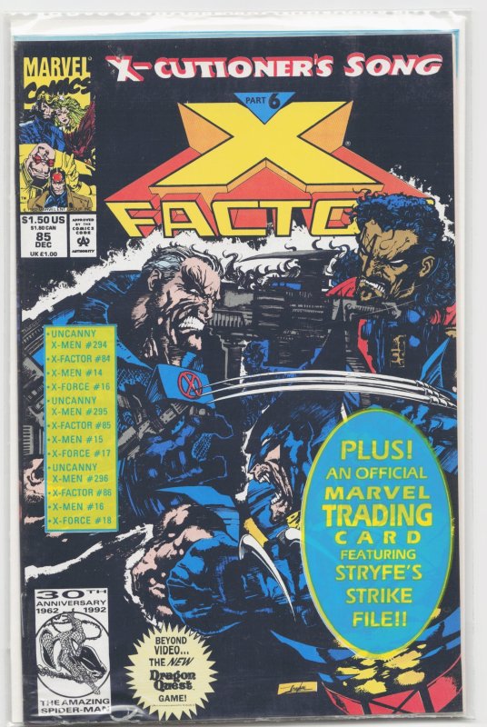 X-Factor #85 (Marvel Comics, 1992), raw, ungraded comic book — front cover