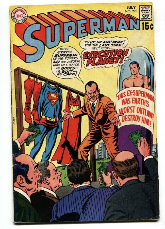 Superman #228-1970-Jul-Superman Capture-Bids for Clothes (DC Comics, 1970), raw, ungraded comic book — front cover