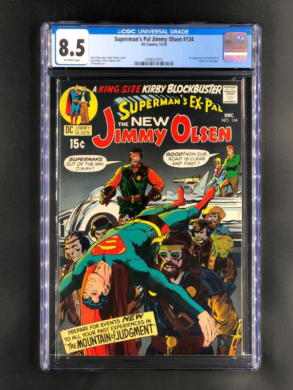 Superman's Pal, Jimmy Olsen #134 (DC Comics, 1970), CGC 8.5 graded comic book, Universal Blue label — front cover in its holder