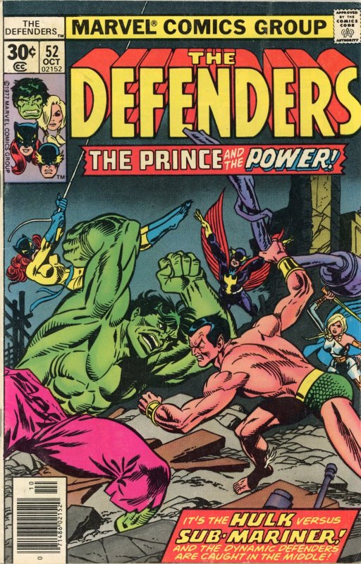 The Defenders #52 (Marvel Comics, 1977), raw, ungraded comic book — front cover