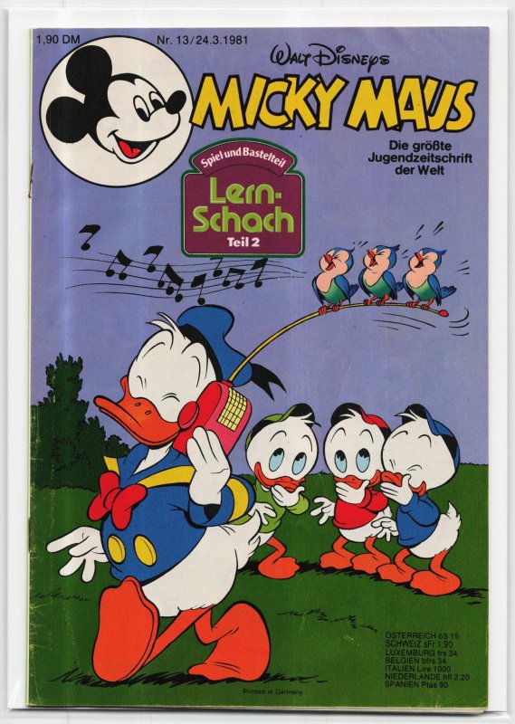 Micky Maus #13 (1981), raw, ungraded comic book — front cover