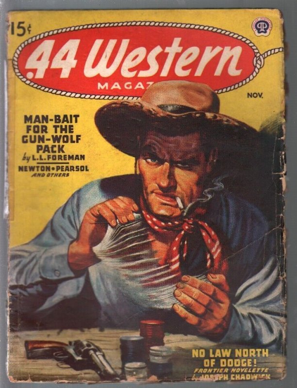 Pulp: .44 Western 11/1946-shuffling Cards & Poker Chips Cover-pulp Thrills-G, raw, ungraded comic book — front cover