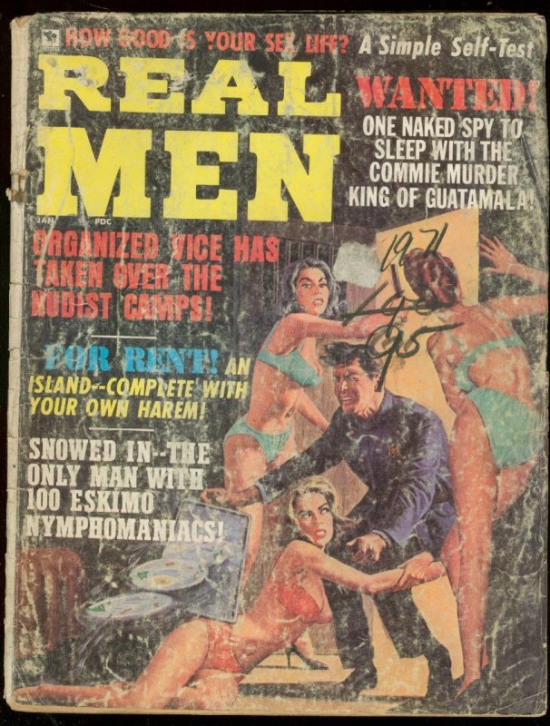 Mag: Real Men---Jan 1971-Cheesecake-Crime-War-Pulp-Pin Ups P/fr (1971), raw comic book in FR condition — front cover