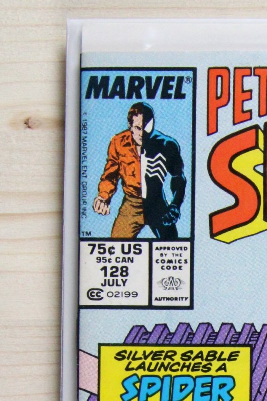 Peter Parker, the Spectacular Spider-Man #128 (Marvel Comics, 1987), raw comic book in FN+ 6.5 condition — front cover