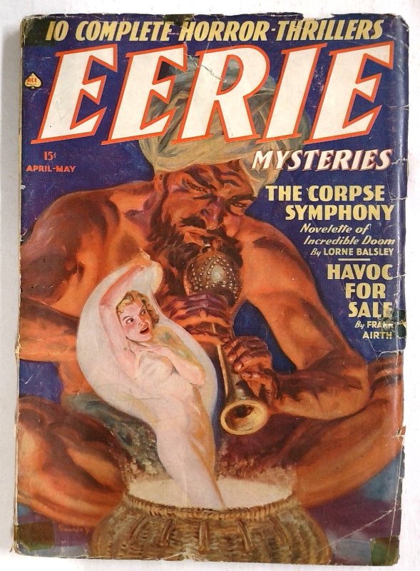 Eerie Mysteries April 1939 - Norman Saunders Cover - Blonde Babe Risers from (1939), raw, ungraded comic book — front cover