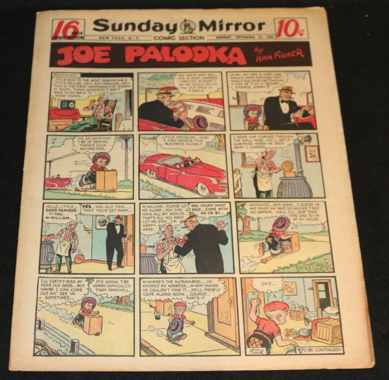 1950 Sunday Mirror Weekly Comic Section September 10th (VF) Lois Lane Superman (1950), raw comic book in VF condition — front cover
