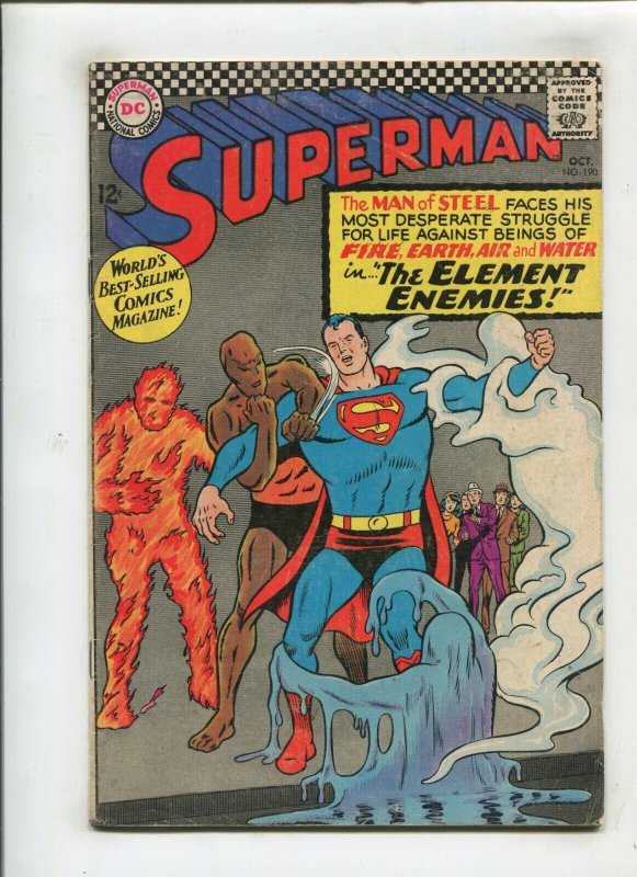 Superman #190 (DC Comics, 1966), raw comic book in 4.5 condition — front cover