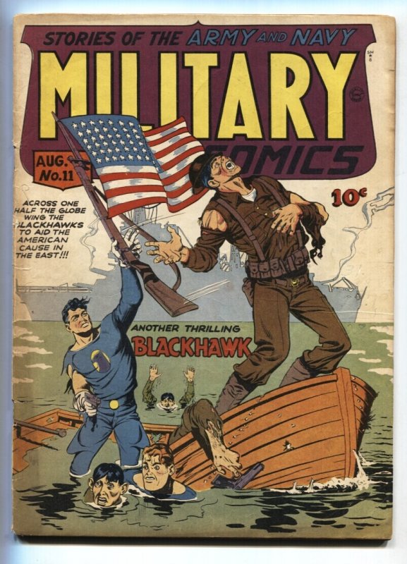 Military #11 (Quality Comics, 1942), raw comic book in VG- condition — front cover