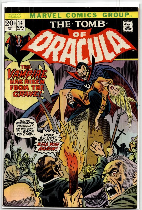 Tomb of Dracula #14 (Marvel Comics, 1973), raw, ungraded comic book — front cover