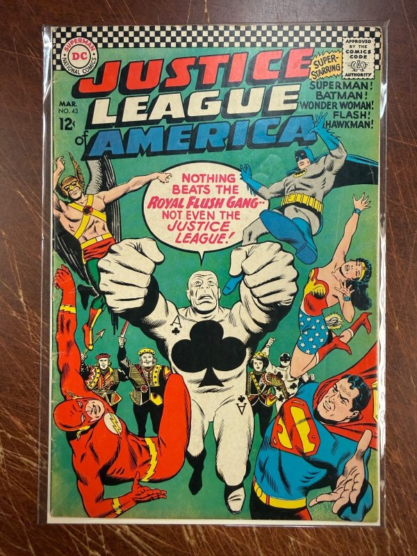 Justice League of America #43 (DC Comics), raw comic book in FN condition — front cover