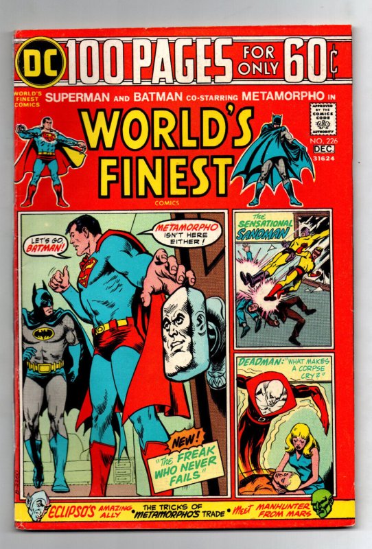 World's Finest #226 (DC Comics, 1974), raw comic book in FN/VF condition — front cover