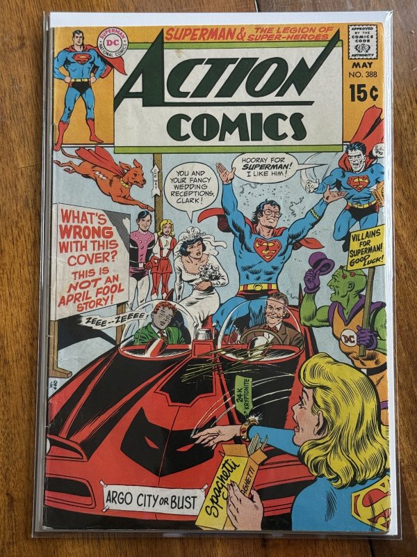 Action Comics #388 (DC Comics, 1970), raw comic book in VG+ 4.5 condition — front cover