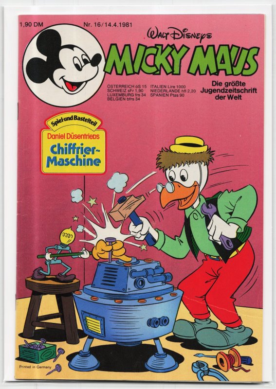 Micky Maus #16 (1981), raw, ungraded comic book — front cover