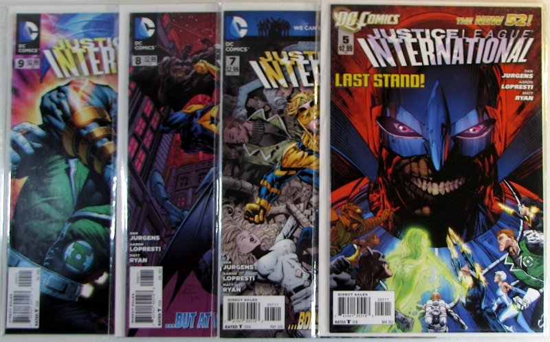 Justice League International Lot of 4 #5, 7, 8, 9 DC (2012) Comic Books (DC Comics, 2012), raw, ungraded comic book — front cover