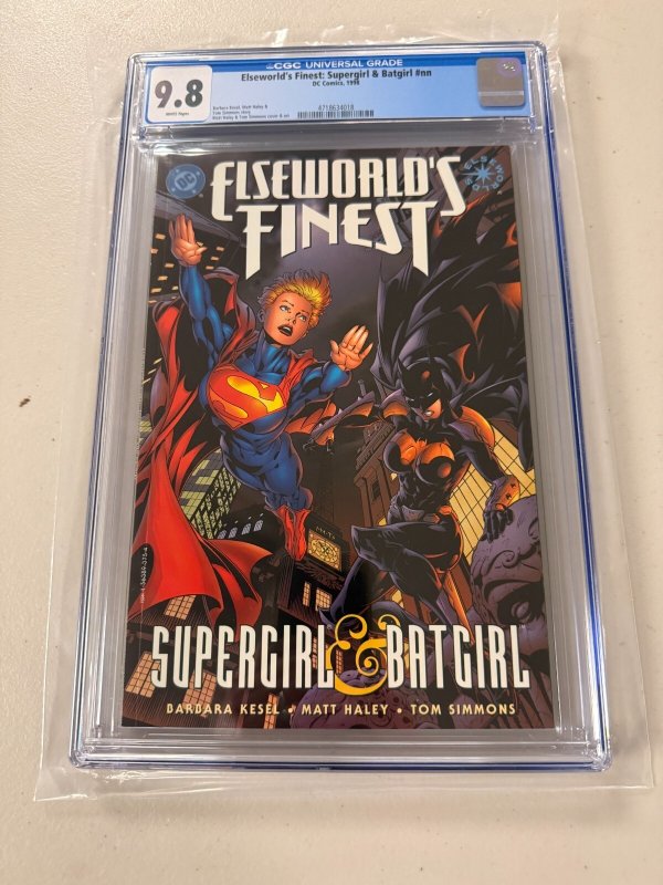 Elseworlds's Finest Supergirl & Batgirl (DC Comics), CGC 9.8 graded comic book, Universal Blue label — front cover in its holder