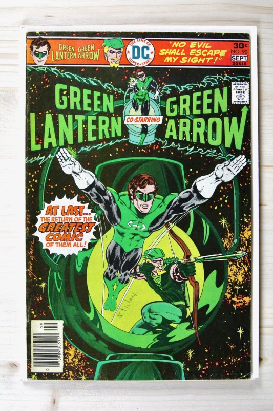 Green Lantern #90 (DC Comics, 1976), raw comic book in FN- 5.5 condition — front cover