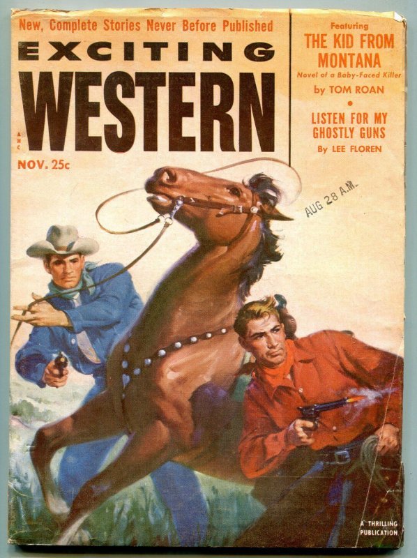 Pulp: Exciting Western Pulp November 1952- Kid from Montana- Ghostly Guns VG (1952), raw comic book in VG condition — front cover