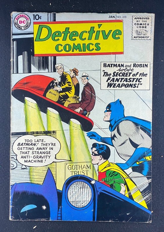 Detective Comics #263 (DC Comics, 1937), raw comic book in VG+ 4.5 condition — front cover