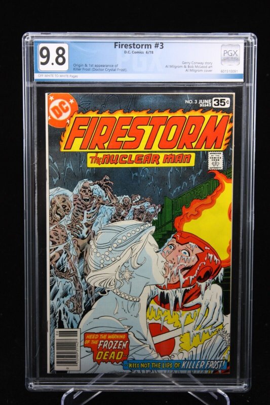 Firestorm #3 (DC Comics, 1978), PGX 9.8 graded comic book, Universal Blue label — front cover in its holder