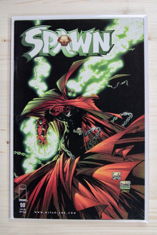 Spawn #90 (Image Comics, 1999), raw comic book in VF/NM 9.0 condition — front cover