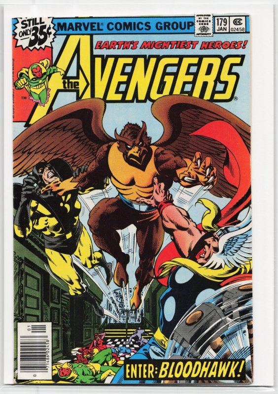 The Avengers #179 (Marvel Comics, 1979), raw, ungraded comic book — front cover