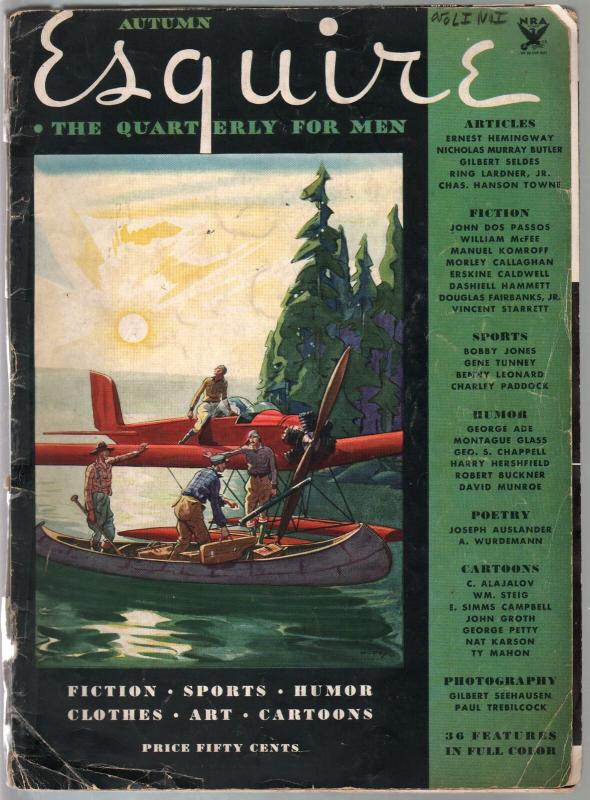 Esquire-Fall 1933-1st Issue-Hemingway-Erskine Caldwell-Bobby Jones-G (1933), raw, ungraded comic book — front cover