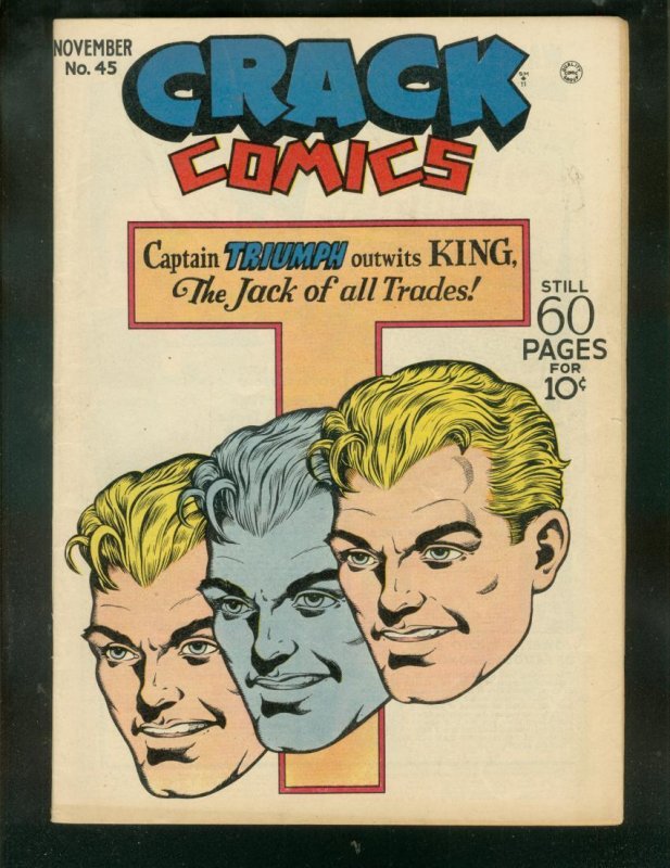 Crack Comics #45 (Quality Comics, 1946), raw comic book in VF condition — front cover