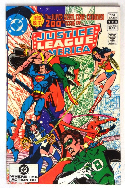 Justice League of America #200 (DC Comics, 1982), raw comic book in VF condition — front cover