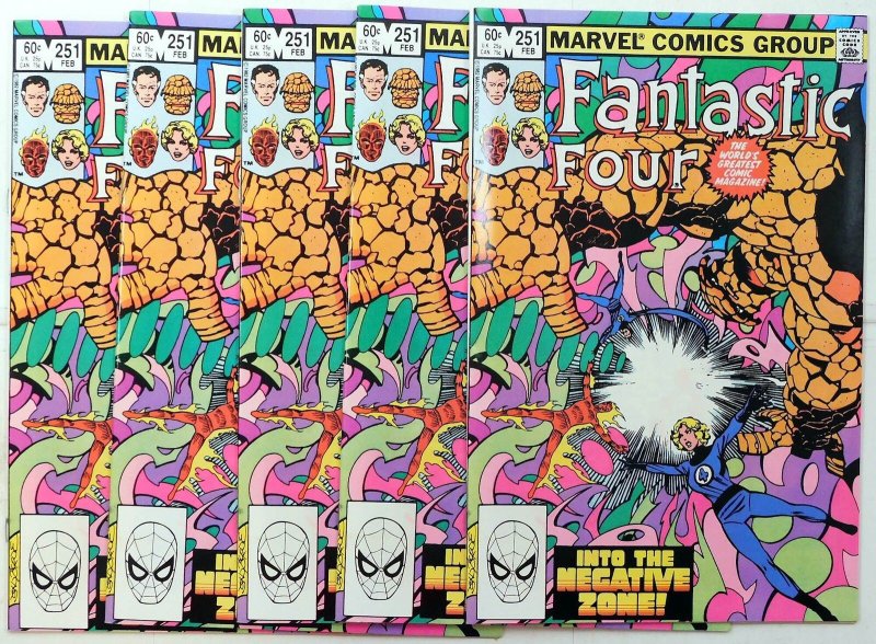 Fantastic Four Lot 5 #251 x5 1983 Marvel Invisible Woman Human Torch Comics (Marvel Comics, 1983), raw, ungraded comic book — front cover
