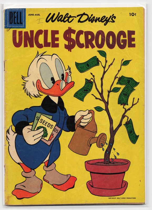 Uncle Scrooge #18 (Dell Comics, 1957), raw, ungraded comic book — front cover