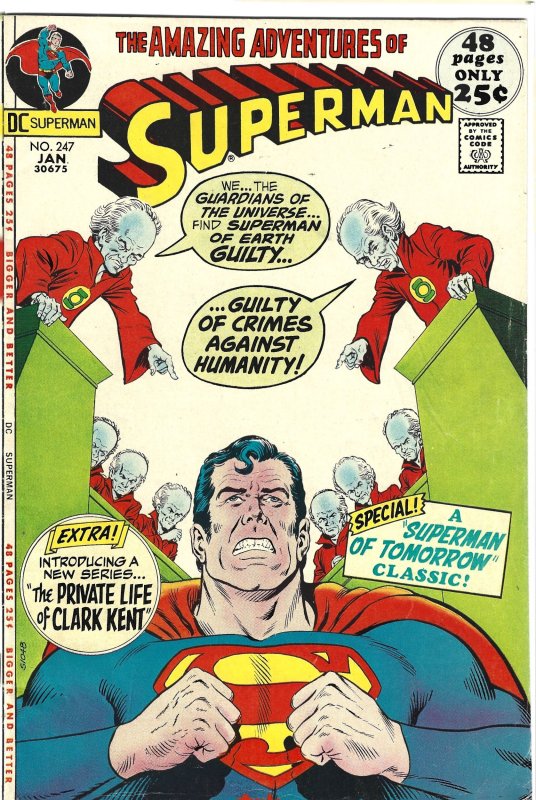 Superman #247 (DC Comics, 1972), raw, ungraded comic book — front cover