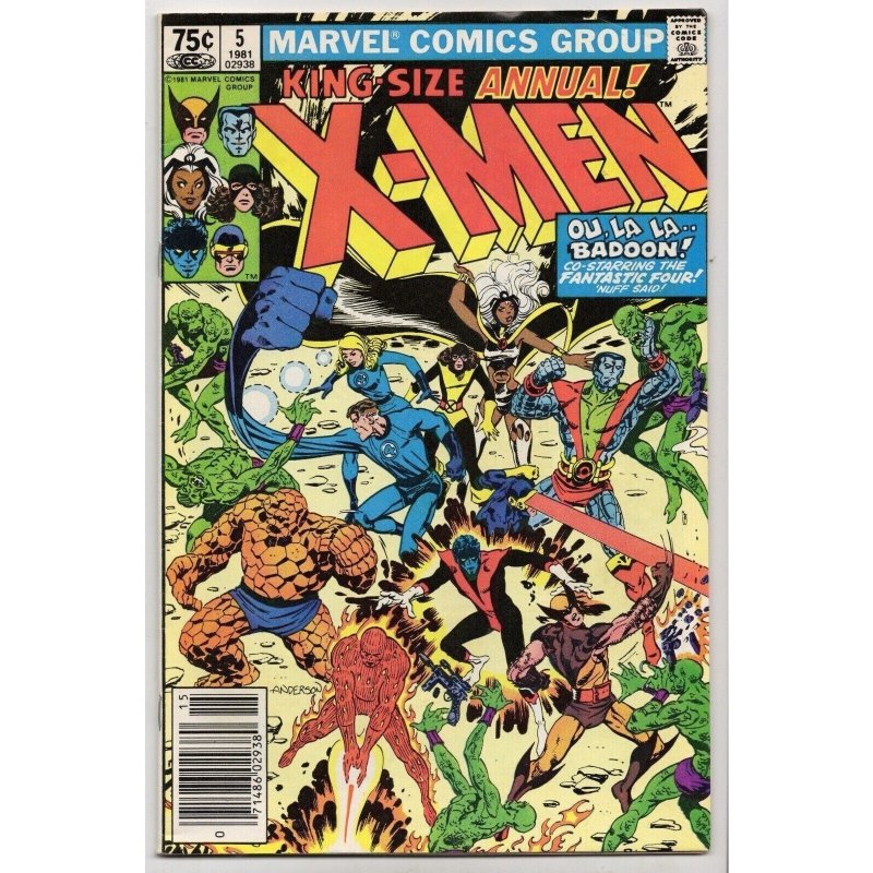 X-Men King Size Annual #5 (Marvel Comics, 1981), raw comic book in VF 8.0 condition — front cover