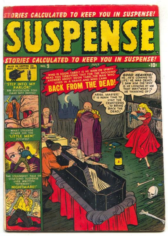 Suspense Comics #9 (1951), raw comic book in VG condition — front cover