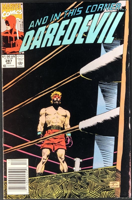 Daredevil #287 (Marvel Comics, 1990), raw comic book in VF condition — front cover