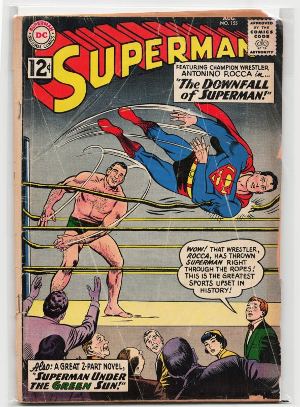Superman #155 (DC Comics, 1962), raw, ungraded comic book — front cover