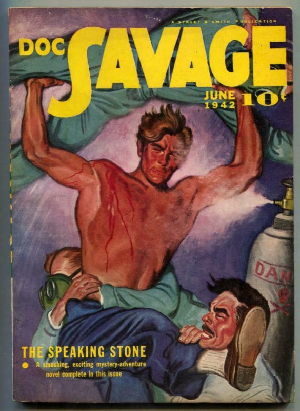 Doc Savage Pulp June 1942- Speaking Stone- Emery Clarke Cover (Street & Smith, 1942), raw, ungraded comic book — front cover