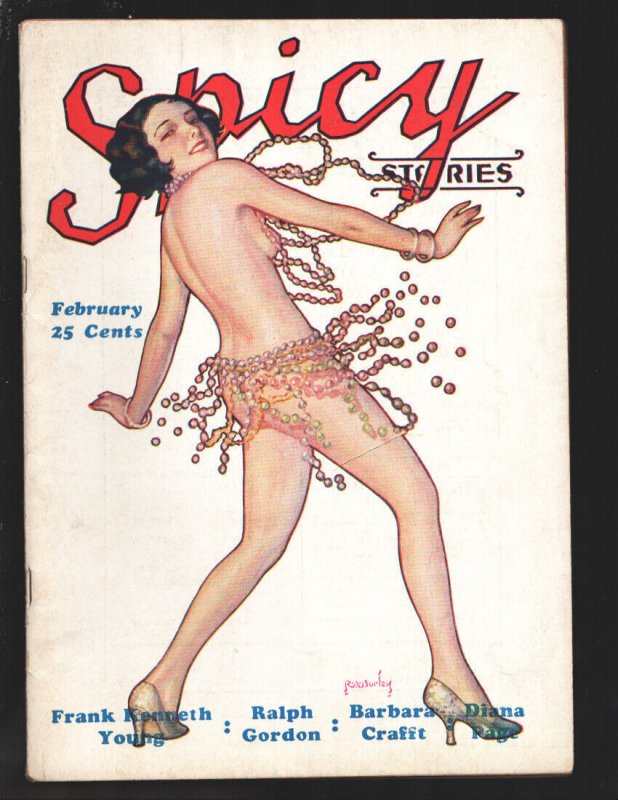 Spicy Stories 2/1933-Showgirl Cover by R.A. Burley-Pulp Fiction-pin-up pix & ..., raw, ungraded comic book — front cover