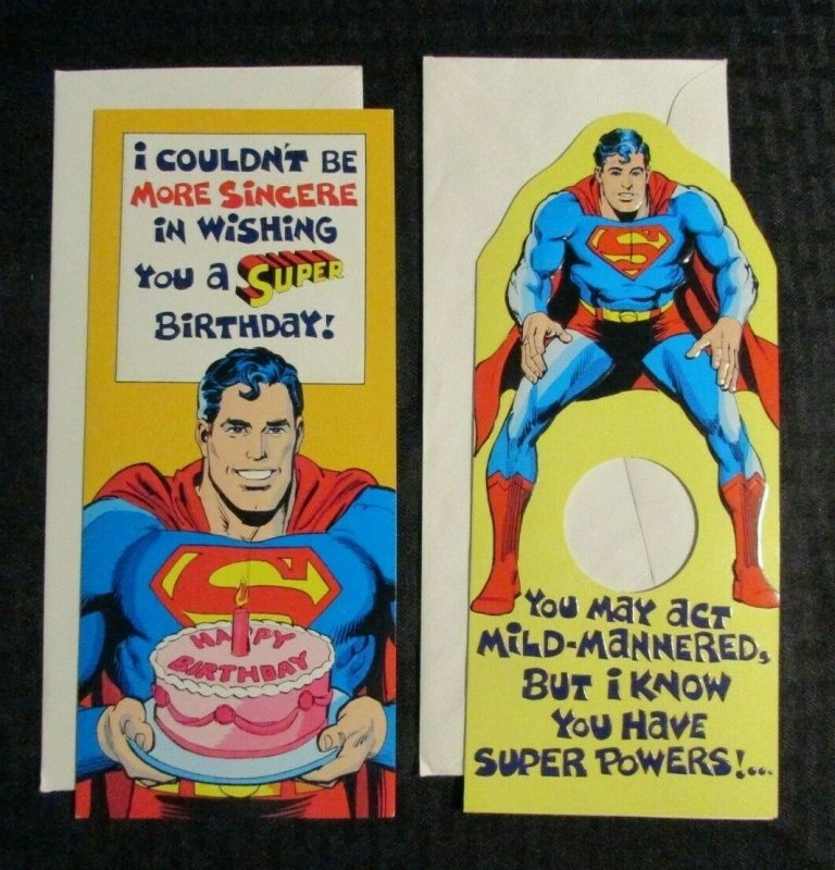 1978 Superman Mark 1 Greeting Card #2 & 4 Birthday Mixed LOT of 2 w/ Envelopes (1978), raw, ungraded comic book — front cover