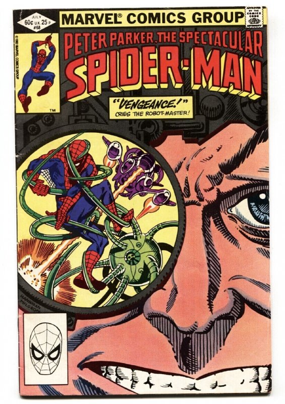 Spectacular Spider-Man #68 (Marvel Comics, 1982), raw comic book in FN- condition — front cover