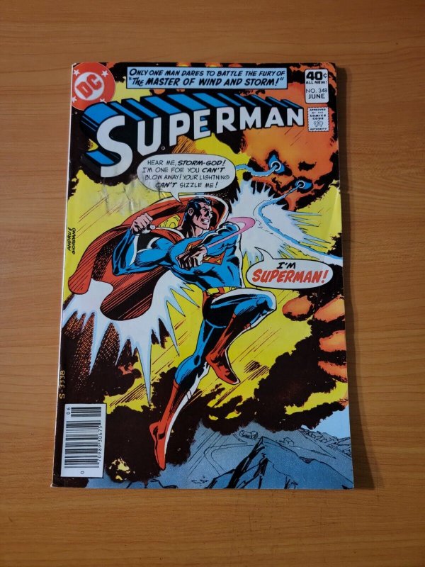 Superman #348 (DC Comics, 1980), raw comic book in FN condition — front cover