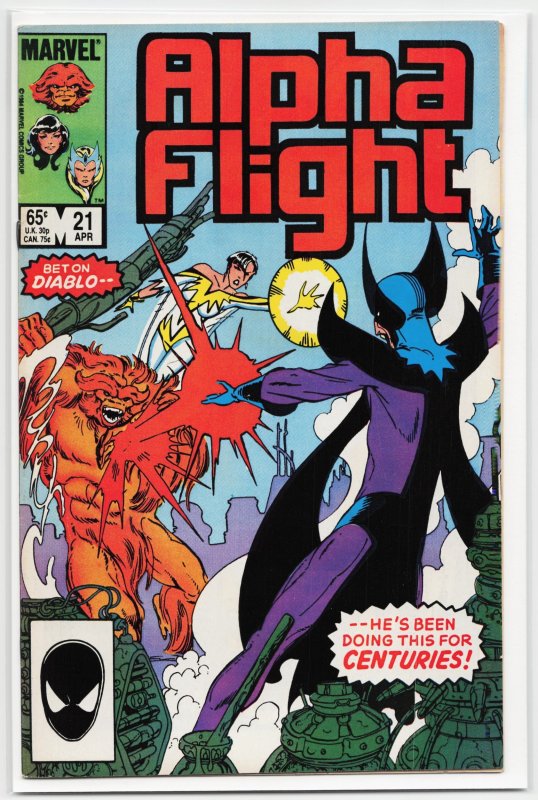 Alpha Flight #21 (Marvel Comics, 1985), raw, ungraded comic book — front cover