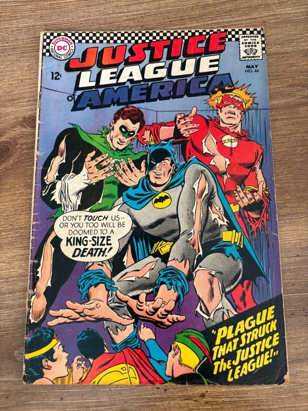 Justice League of America #44 (DC Comics), raw comic book in VG/FN condition — front cover