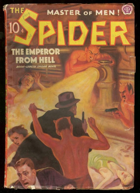 The Spider July 1938 Devil Spicy Gga Cover Stockbridge Vg/fn (Popular Publications, 1938), raw comic book in VG/FN condition — front cover