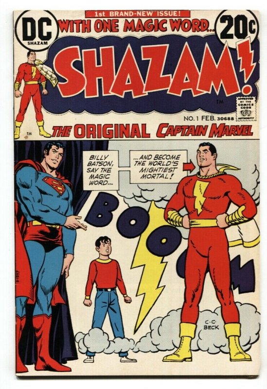 Shazam #1-1973-Dc-Capt Marvel Superman-Fn/vf (DC Comics, 1973), raw comic book in FN/VF condition — front cover