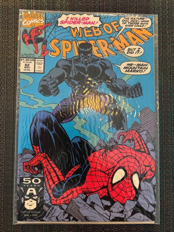 Web of Spider-Man #82 (Marvel Comics, 1991), raw, ungraded comic book — front cover