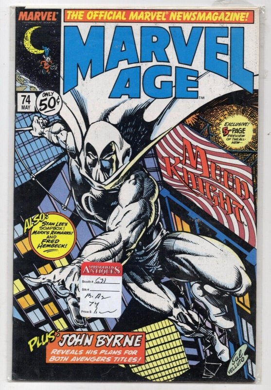 Marvel Age #74 (Marvel Comics, 1989), raw comic book in VF 8.0 condition — front cover