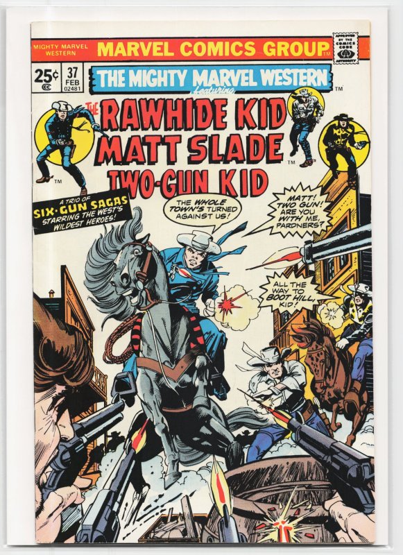 The Mighty Marvel Western #37 (Marvel Comics, 1975), raw, ungraded comic book — front cover