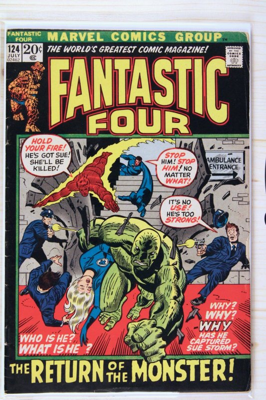 Fantastic Four #124 (Marvel Comics, 1972), raw comic book in FN 6.0 condition — front cover