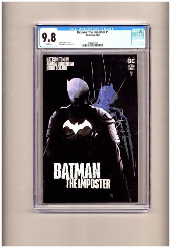 Batman the Imposter #1, CGC 9.8 graded comic book, Universal Blue label — front cover in its holder